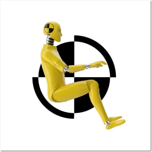 Crash Test Dummy Yellow Man Testing Car Crash Posters and Art